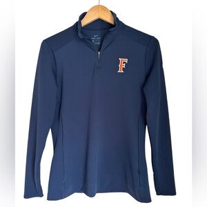 Nike Womens Blue 1/4 Zip Up Collar Dri-Fit Long Sleeve Pull Over Shirt‎ Size S